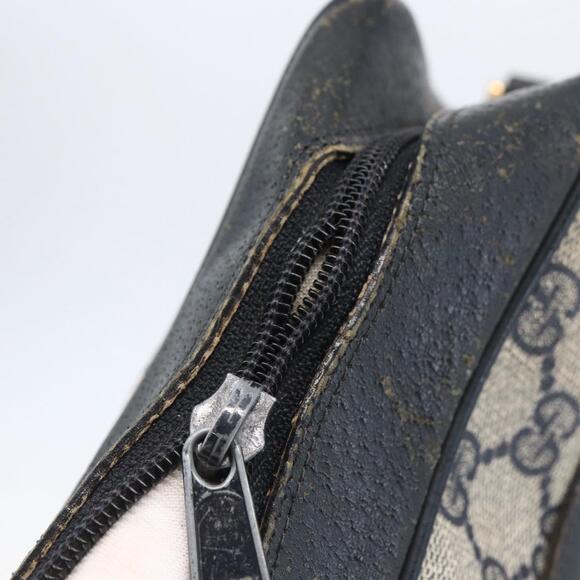 GUCCI GG Canvas Sherry Line Shoulder Bag Pvc Leather Navy Red - Picture 7 of 13